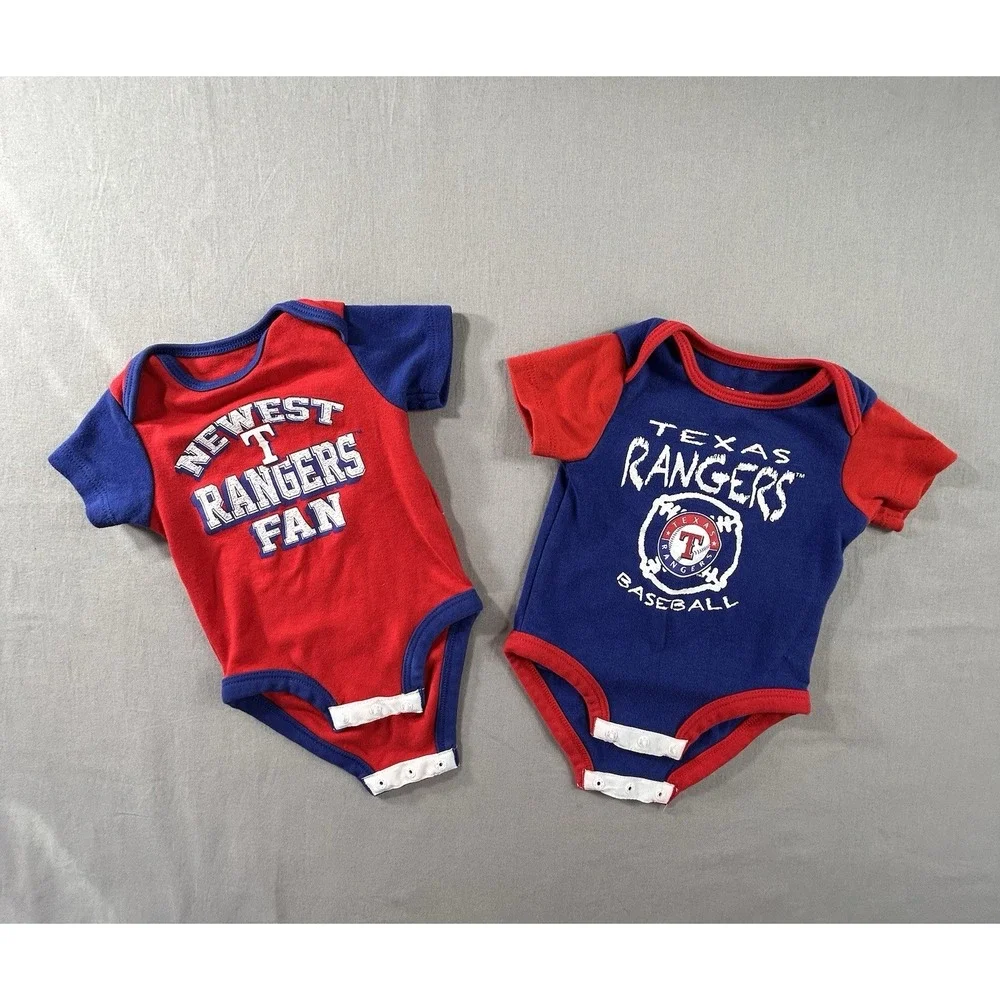 MLB Texas Rangers One Piece Infant‎ 0-3 Lot of 2 Month Baseball Fan Team wear